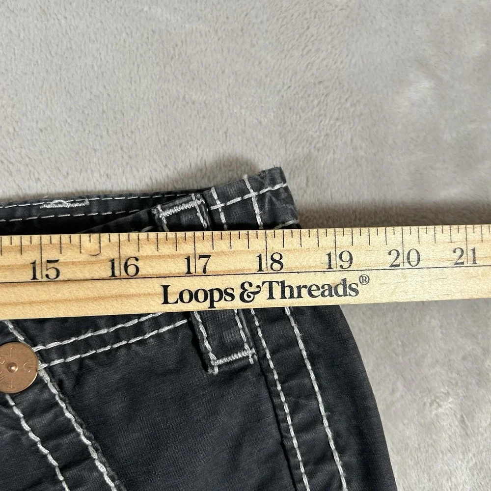 True Religion Anthony Cargo Pants Mens 34x32 Black Flap Pockets Wide Leg Y2K VTG